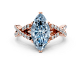 Rose gold Fancy Blue Marquise  Solitaire Twist Band with Pavé Setting and Four-Prong Setting_17