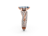 Rose gold Fancy Blue Marquise  Solitaire Twist Band with Pavé Setting and Four-Prong Setting_64