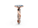 Rose gold Fancy Blue Marquise  Solitaire Twist Band with Pave Prong Setting_69