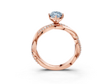 Rose gold Fancy Blue Marquise  Solitaire Twist Band with Pave Prong Setting_70