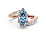 Rose gold Fancy Blue Marquise  Solitaire Twist Band with Pave Set Diamonds and Four-Prong Setting_91
