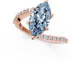 Rose gold Fancy Blue Marquise  Solitaire Twist Band with Pave Set Diamonds and Four-Prong Setting_92