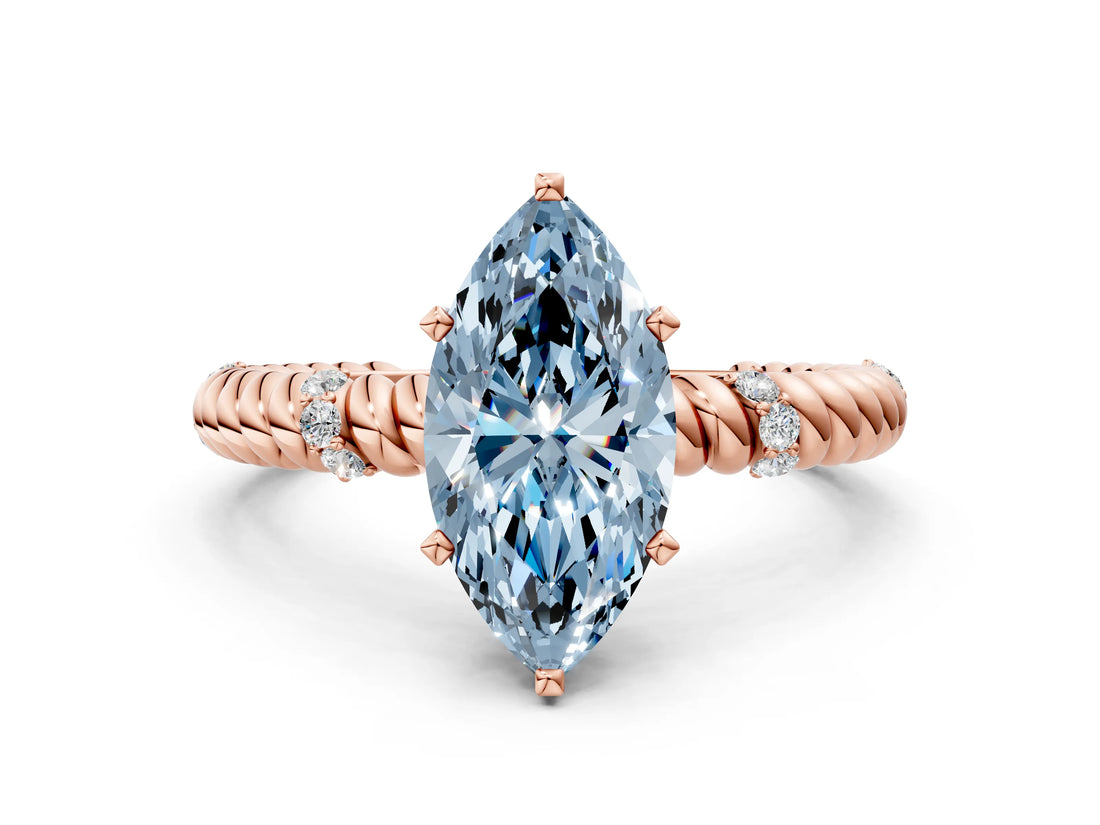 Rose gold Fancy Blue Marquise  Solitaire Twisted Band Prong Set Engagement Ring_61