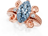 Rose gold Fancy Blue Marquise  Solitaire Twisted Band Scroll Prong Ring_33