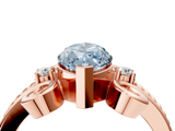 Rose gold Fancy Blue Marquise  Solitaire Twisted Band Scroll Prong Ring_36