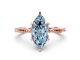 Rose gold Fancy Blue Marquise  Solitaire Twisted Band with Bead Prong Setting_294