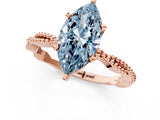 Rose gold Fancy Blue Marquise  Solitaire Twisted Band with Bead Prong Setting_295