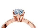 Rose gold Fancy Blue Marquise  Solitaire Twisted Band with Bead Prong Setting_298