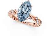 Rose gold Fancy Blue Marquise  Solitaire Twisted Band with Pavé Accents and Four-Prong Setting_4