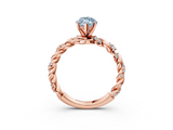 Rose gold Fancy Blue Marquise  Solitaire Twisted Band with Pavé Accents and Four-Prong Setting_6