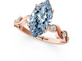 Rose gold Fancy Blue Marquise  Solitaire Twisted Band with Prong Setting 3