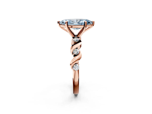 Rose gold Fancy Blue Marquise  Solitaire Twisted Band with Prong Setting