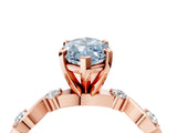 Rose gold Fancy Blue Marquise  Solitaire Twisted Band with Prong Setting