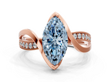 Rose gold Fancy Blue Marquise  Solitaire Twisted Band with Prong Setting_3
