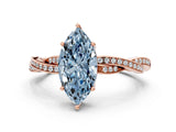 Rose gold Fancy Blue Marquise  Solitaire Twisted Pave Diamond Ring with Four-Prong Setting_115