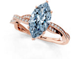 Rose gold Fancy Blue Marquise  Solitaire Twisted Pave Diamond Ring with Four-Prong Setting_116