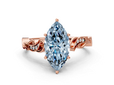 Rose gold Fancy Blue Marquise  Solitaire Vine Band with Milgrain Prong Setting_3