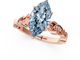 Rose gold Fancy Blue Marquise  Solitaire Vine Band with Milgrain Prong Setting_4