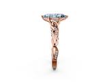 Rose gold Fancy Blue Marquise  Solitaire Vine Band with Milgrain Prong Setting_5