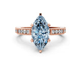 Rose gold Fancy Blue Marquise  Solitaire with Pavé Band and Four-Prong Setting_340