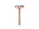 Rose gold Fancy Blue Marquise  Solitaire with Pavé Band and Four-Prong Setting_342