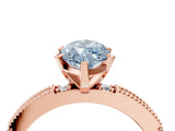 Rose gold Fancy Blue Marquise  Solitaire with Pavé Band and Four-Prong Setting_344