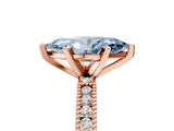 Rose gold Fancy Blue Marquise  Solitaire with Pavé Band and Four-Prong Setting_345