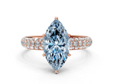 Rose gold Fancy Blue Marquise  Solitaire with Pave Band and Four-Prong Setting_3