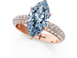 Rose gold Fancy Blue Marquise  Solitaire with Pave Band and Four-Prong Setting_4