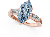 Rose gold Fancy Blue Marquise  Solitaire with Tapered Baguette Side Stones on a Classic Band with Four-Prong Setting_107