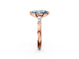 Rose gold Fancy Blue Marquise  Solitaire with Tapered Baguette Side Stones on a Classic Band with Four-Prong Setting_108