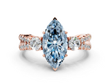 Rose gold Fancy Blue Marquise  Three-Stone Diamond Ring with Pavé Split Shank and Four-Prong Setting_80