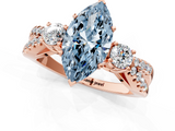 Rose gold Fancy Blue Marquise  Three-Stone Diamond Ring with Pavé Split Shank and Four-Prong Setting_81