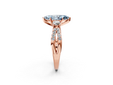 Rose gold Fancy Blue Marquise  Three-Stone Diamond Ring with Pavé Split Shank and Four-Prong Setting_82