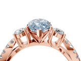 Rose gold Fancy Blue Marquise  Three-Stone Diamond Ring with Pavé Split Shank and Four-Prong Setting_84
