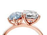 Rose gold Fancy Blue Marquise  and Emerald Cut Toi Moi Ring with Prong Setting_49