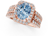 Rose gold Fancy Blue Oval -Cut Halo Diamond Ring with Split Shank and Four-Prong Setting_84
