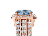Rose gold Fancy Blue Oval -Cut Halo Diamond Ring with Split Shank and Four-Prong Setting_88