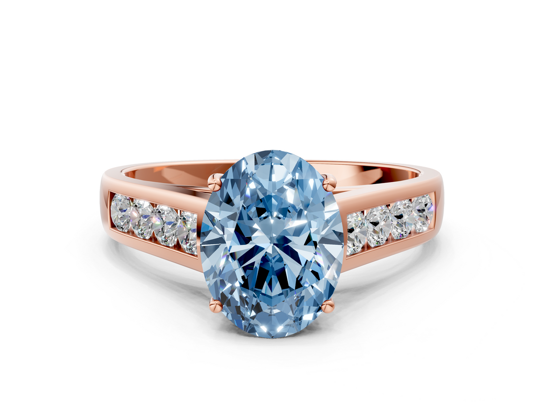 Rose gold Fancy Blue Oval  Brilliant Channel-Set Solitaire Ring with Four-Prong Setting_20