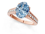 Rose gold Fancy Blue Oval  Brilliant Cut Diamond Engagement Ring with Pavé Band and Four-Prong Setting_50