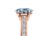 Rose gold Fancy Blue Oval  Brilliant Cut Diamond Engagement Ring with Pavé Band and Four-Prong Setting_54