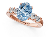 Rose gold Fancy Blue Oval  Brilliant Cut Diamond Five-Stone Prong Set Engagement Ring with Channel Band_4