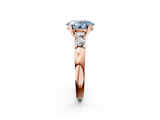 Rose gold Fancy Blue Oval  Brilliant Cut Diamond Five-Stone Prong Set Engagement Ring with Channel Band_5