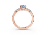 Rose gold Fancy Blue Oval  Brilliant Cut Diamond Five-Stone Prong Set Engagement Ring with Channel Band_6