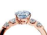 Rose gold Fancy Blue Oval  Brilliant Cut Diamond Five-Stone Prong Set Engagement Ring with Channel Band_7