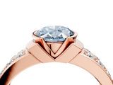 Rose gold Fancy Blue Oval  Brilliant Diamond Channel Set Wide Band Ring with Bezel Setting_24