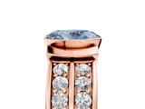 Rose gold Fancy Blue Oval  Brilliant Diamond Channel Set Wide Band Ring with Bezel Setting_25