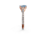 Rose gold Fancy Blue Oval  Brilliant Diamond Solitaire with Pavé Band and Four-Prong Setting 3
