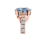 Rose gold Fancy Blue Oval  Brilliant Diamond Solitaire with Pavé Band and Four-Prong Setting 5