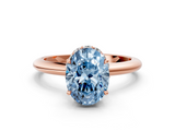 Rose gold Fancy Blue Oval  Brilliant Solitaire Engagement Ring with Six-Prong Setting and Classic Band_20
